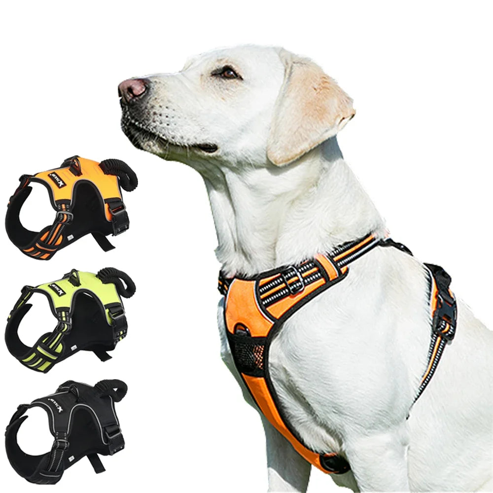 Reflective Nylon Dog Harness Tactical No Pull Adjustable Medium Large Naughty Dog Vest Safety Lead Walking Running Harness
