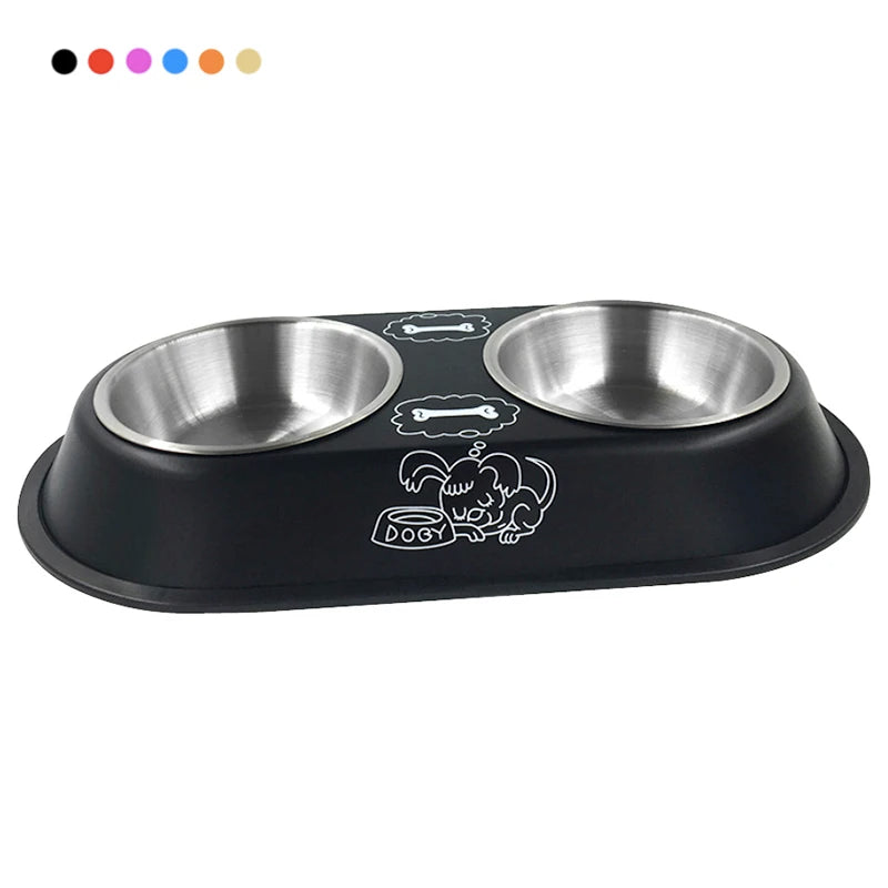 Pet Feeding Double Bowls Dog Cat Food Station Stainless Steel Water Food Bowls Feeder Solution for Dogs Cats supplies