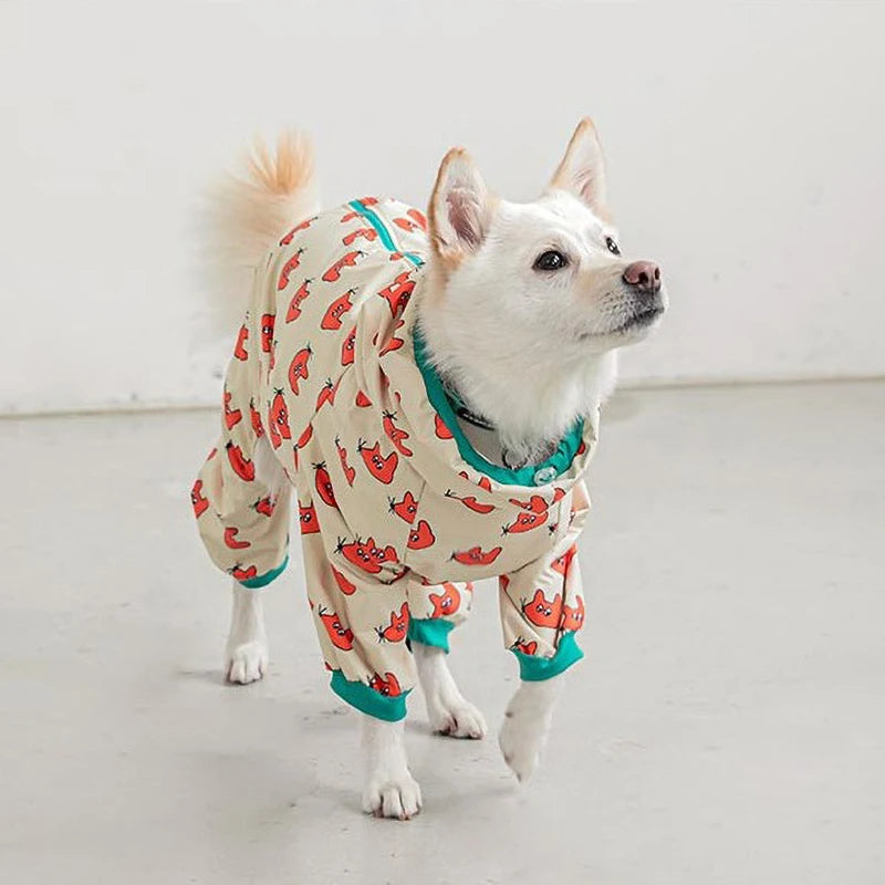 Pet Dog Rain Coat Clothes Puppy Casual Cat Raincoat Waterproof Jacket Outdoor Rainwear Hood Apparel Jumpsuit Pet Supplies