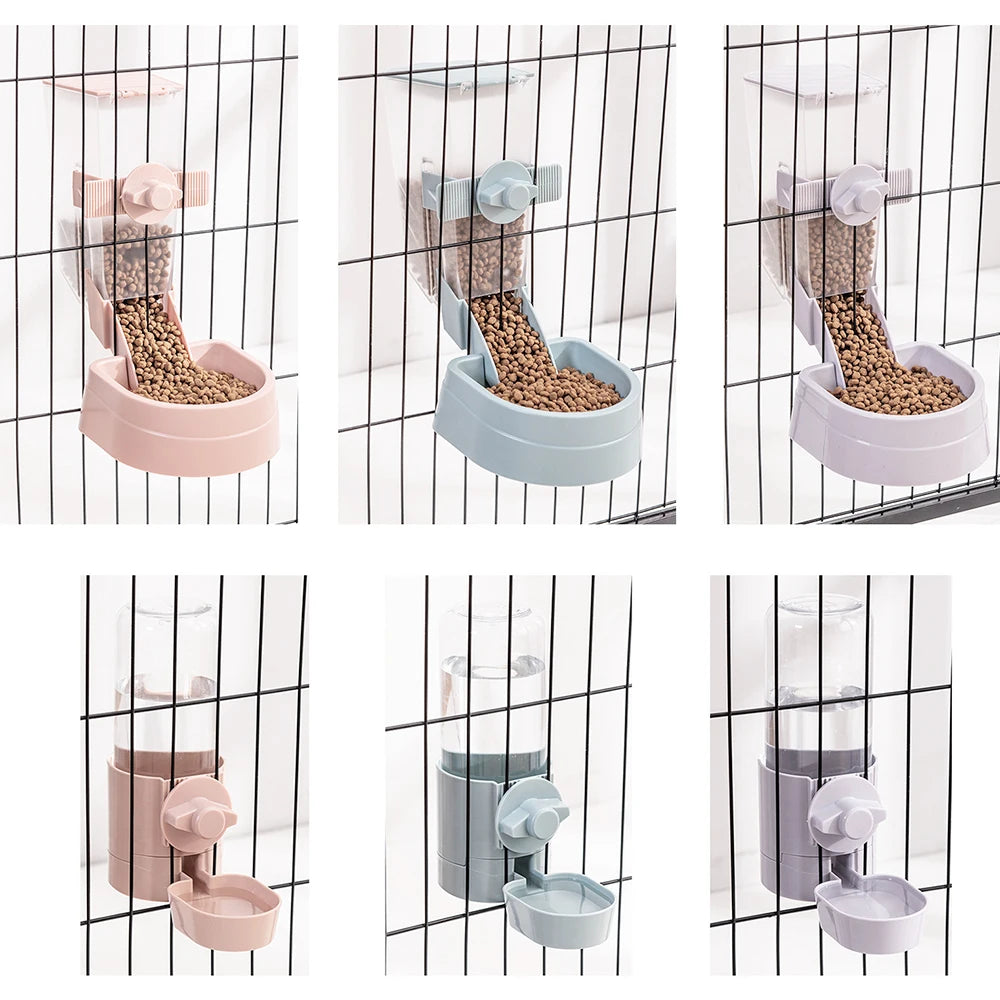 Automatic Pet Dog Cat Bowl Pet Cage Hanging Bowl Food Container Water Feeder Dispenser For Puppy Cats Dogs Rabbit Pet Products