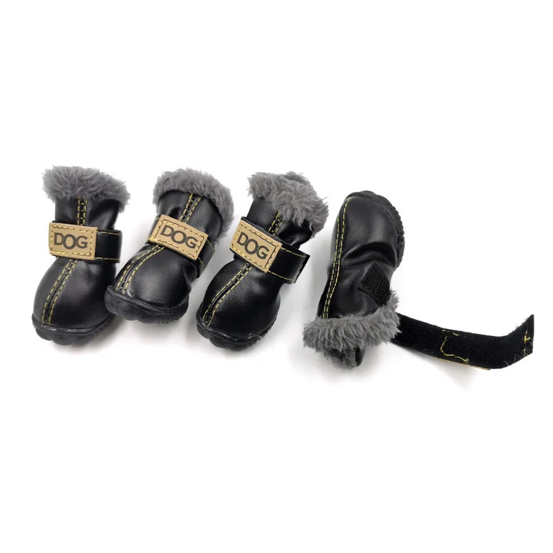 Pet Dog Shoes Winter Super Warm 4pcs/set Dog's Boots Cotton Anti Slip Shoes for Small Pet Product Chihuahua Waterproof
