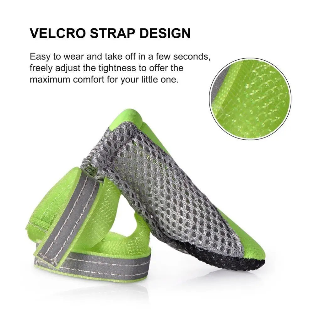 Breathable Pet Dog Outdoor Walking Shoes Net Soft Summer Pet Shoes Night Safe Reflective Boots For Large Small Dogs