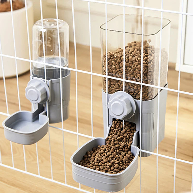 Automatic Pet Feeder Cage Hanging Bowl Water Bottle Food Container Dispenser For Puppy Cats Rabbit Birds Pet Feeding Product