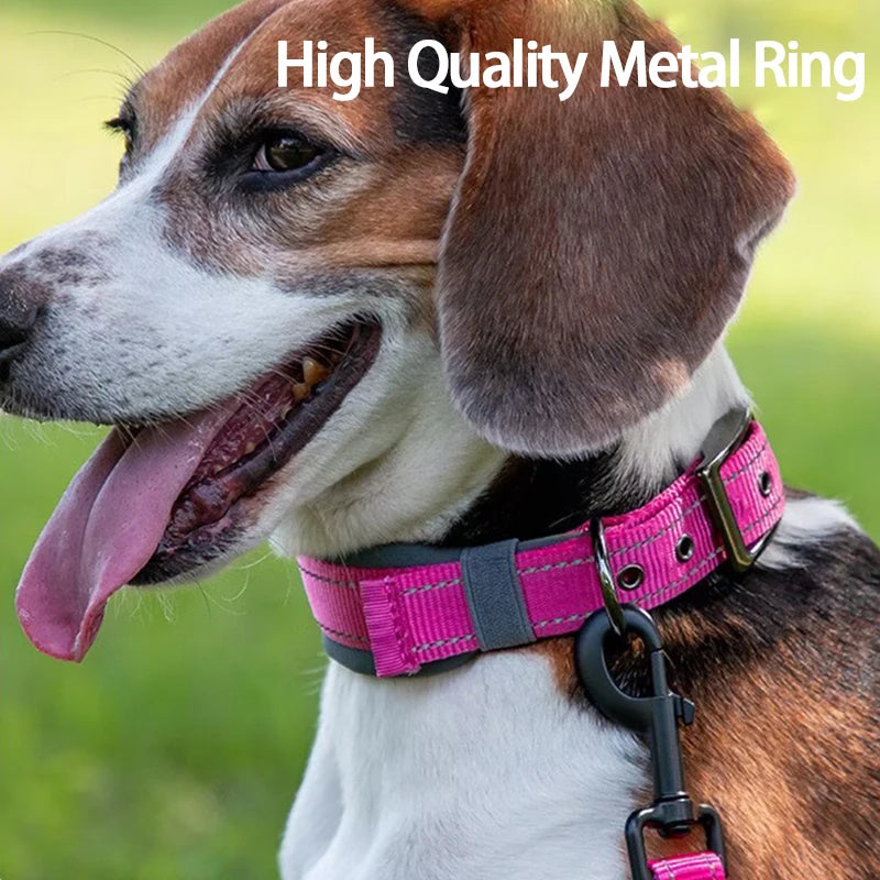 New Padded Dog Collars for small Medium large Dogs Reflective Wide Pet Collars Adjustable Heavy Duty Nylon Neoprene Dog Collar