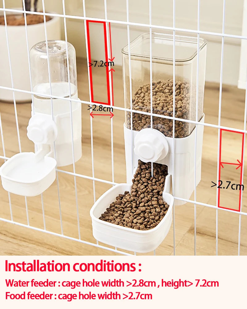 Automatic Pet Feeder Cage Hanging Bowl Water Bottle Food Container Dispenser For Puppy Cats Rabbit Birds Pet Feeding Product