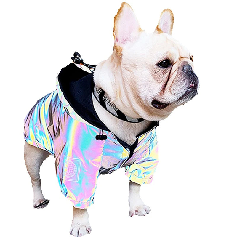 Fashion Pet Dog Clothes Cool Colorful Reflective Coat Waterproof Reflective Pet Jacket Dog Cat Coat for Small Medium Large Dogs
